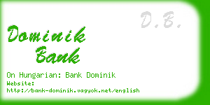 dominik bank business card